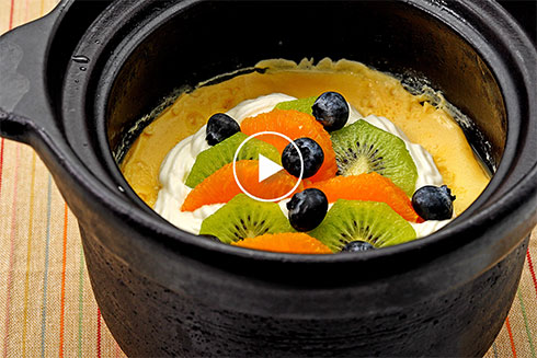 プリンのフルーツトッピング