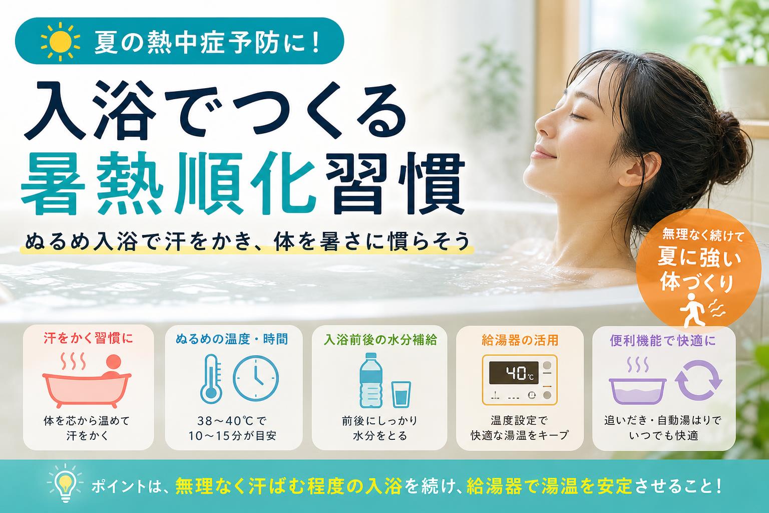 本格的な夏が来る前に！熱中症に負けない体を作る「お風呂での暑熱順化」のススメ