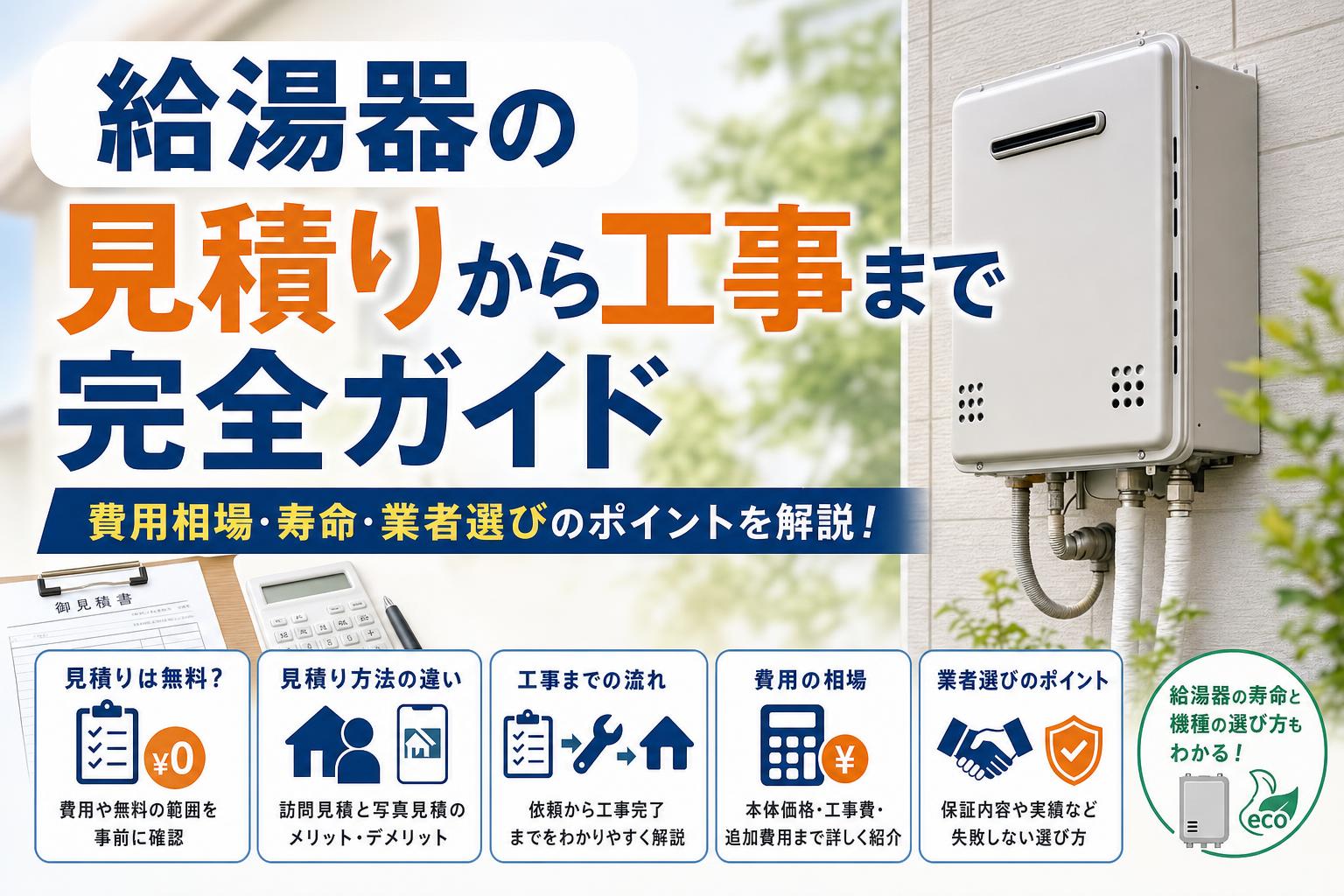 給湯器の見積は無料！費用相場・交換時期・失敗しない業者選びを解説